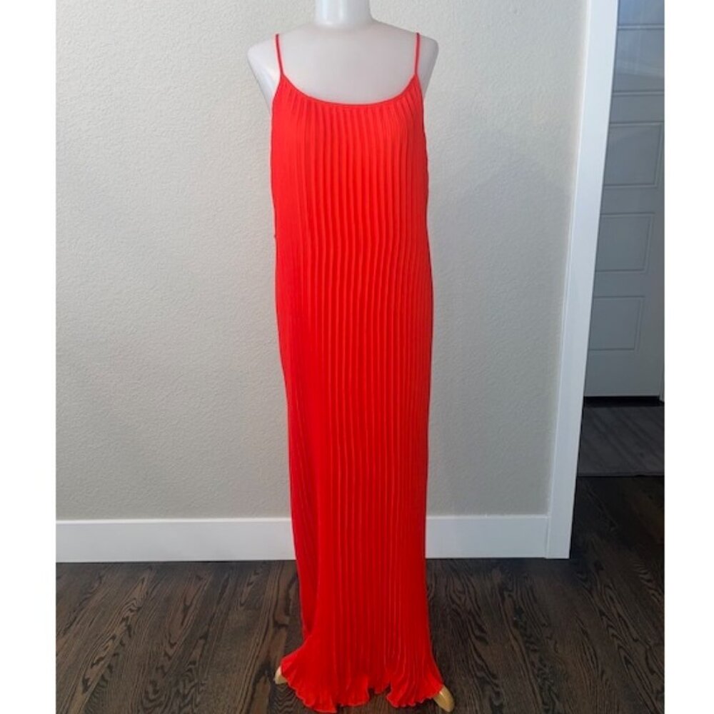 Banana Republic casual reddish-orange, sleeveless, summer dress, halter neckline